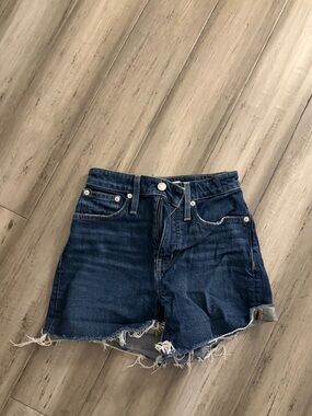 Madewell Dark Blue Frayed Hem Denim Shorts